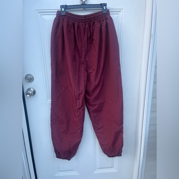 VTG 90s Champion Swishy Maroon Jogger Pants w/zip up ankles & cotton lining • L - Picture 6 of 12